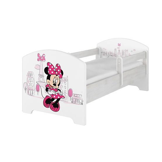 Baby cot with barrier - Minnie Mouse in Paris - white