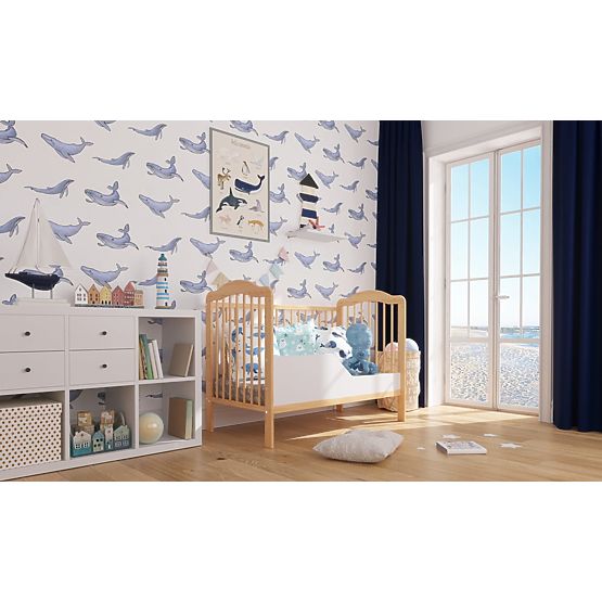 Alek Baby Crib with Removable Bars - Natural