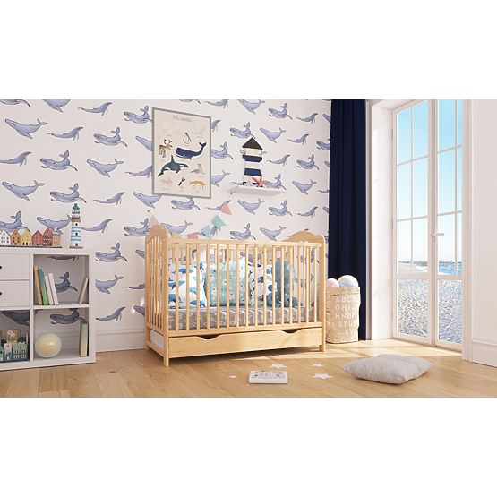 Alek Baby Crib with Removable Bars - Natural