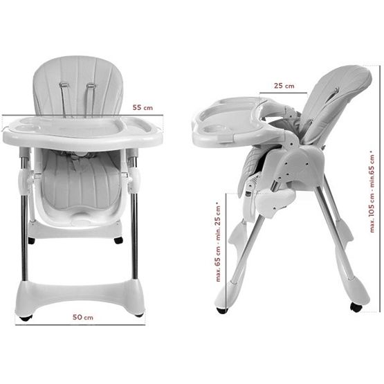 Baby dining chair Luxa - grey