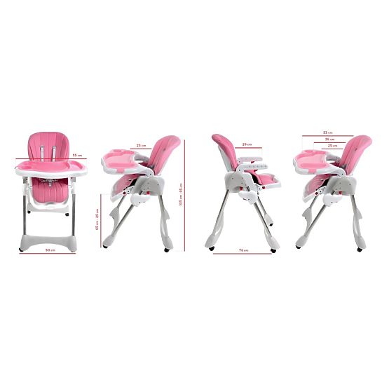 Baby dining chair Luxa - pink