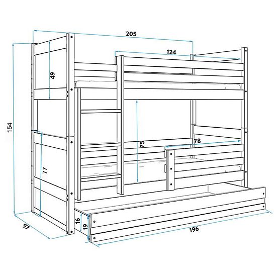 Baby patrová bed Rocky - gray-white