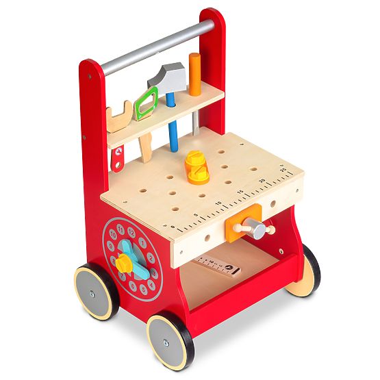 Baby wooden dílnička with wheels