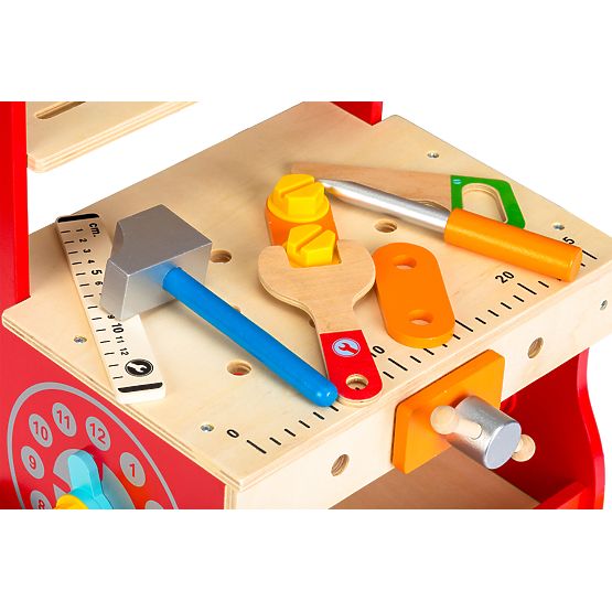 Baby wooden dílnička with wheels