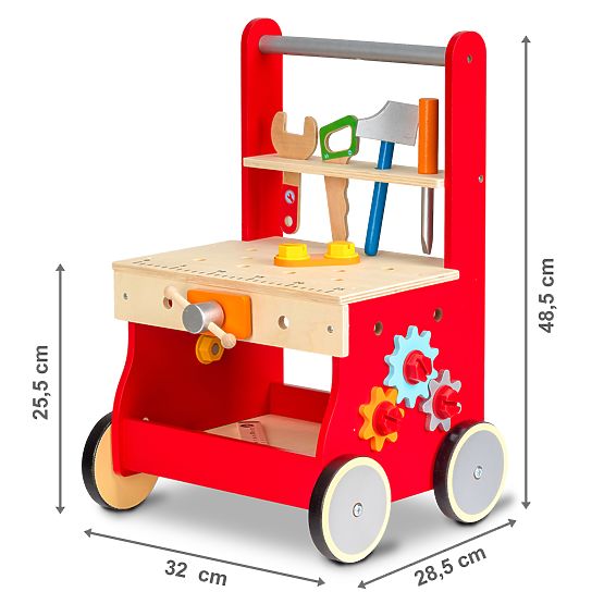 Baby wooden dílnička with wheels