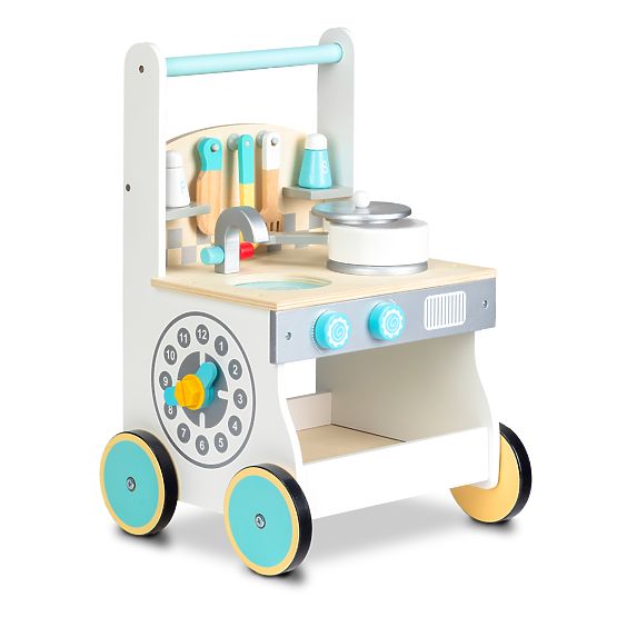 Baby wooden kitchenette with wheels