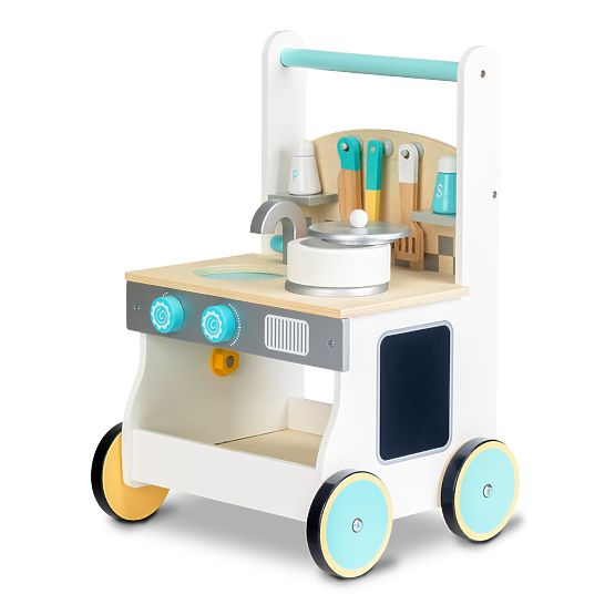 Baby wooden kitchenette with wheels