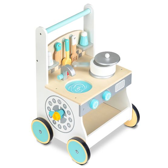 Baby wooden kitchenette with wheels