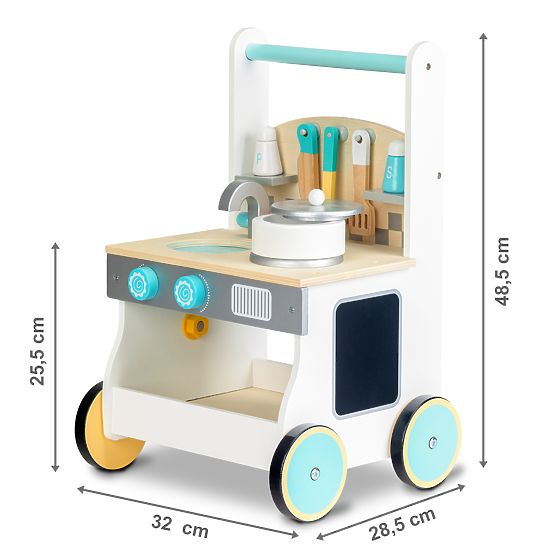 Baby wooden kitchenette with wheels