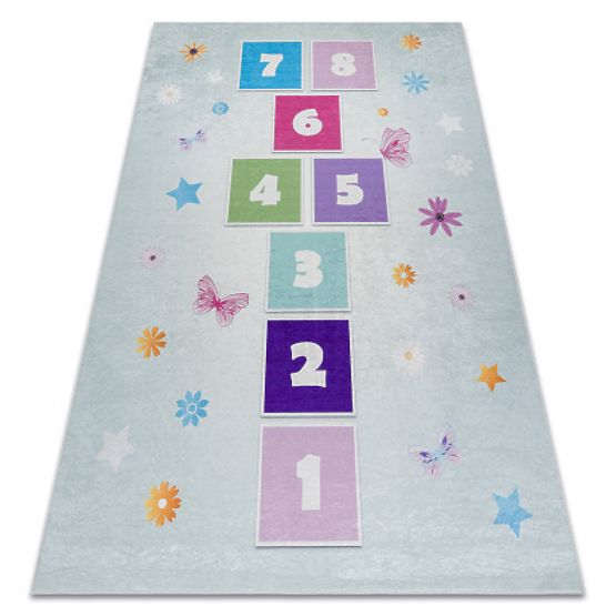 BAMBINO 1075 Washable Hopscotch and Numbers Rug for Children Anti-Slip - Green