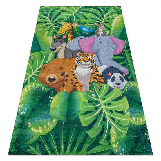 BAMBINO 2651 Animal Wash Mat, Jungle for Kids Anti-Slip - Green/Brown