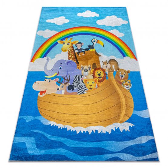 BAMBINO 2685 Washing Mat Animals, Boat for Kids Non-slip - Blue/Brown