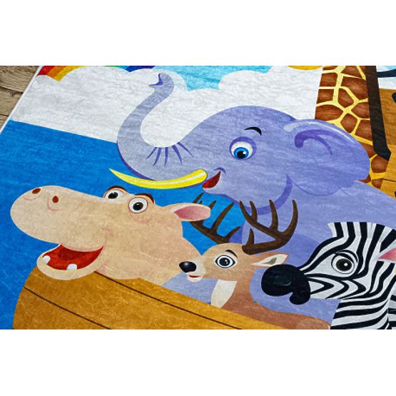 BAMBINO 2685 Washing Mat Animals, Boat for Kids Non-slip - Blue/Brown