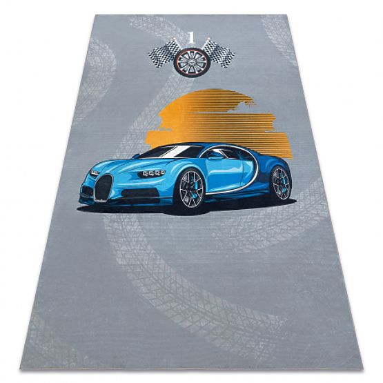 BAMBINO 41730 Washable Mat Car, Racing for Kids Non-Slip - Grey/Blue