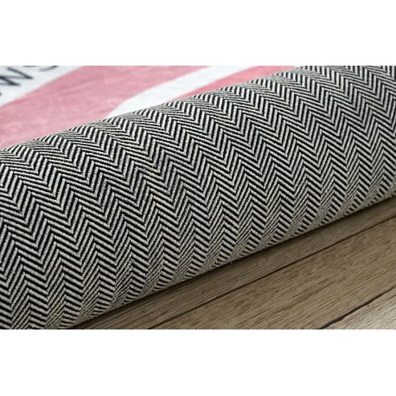 BAMBINO 47810 Round Washable Rug Rainbow, Dots for Kids Anti-Slip - White/Pink