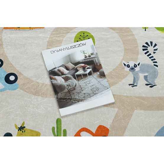 BAMBINO 50230 Washable Rug Zoo, Street for Kids Anti-Slip - Beige/Green