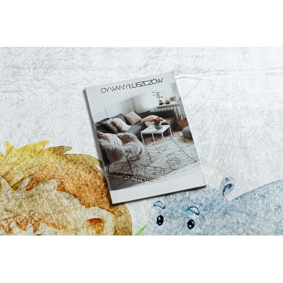 BAMBINO 54090 Round Washable Rug Animals, Africa for Kids Non-slip - White/Green