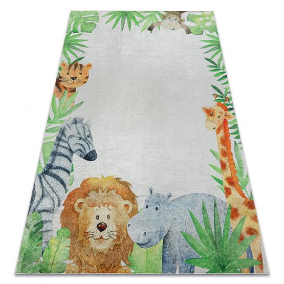 BAMBINO 54090 Washing Mat Animals, Africa for Kids Non-slip - White/Green