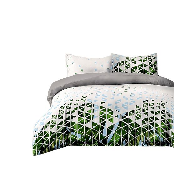 BASIC Bedding Green Color Printed Plant Motif Modern Style 155x220*2+80x80*2 AmeliaHome