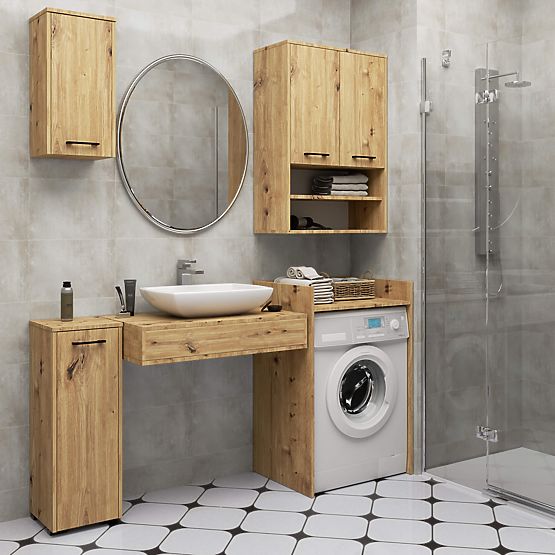 BATHROOM CABINET FIN 2 DOORS OAK ARTISAN