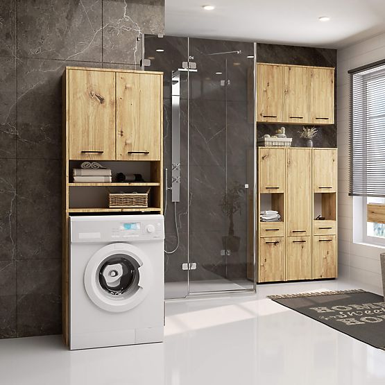 BATHROOM CABINET FIN 2 DOORS OAK ARTISAN