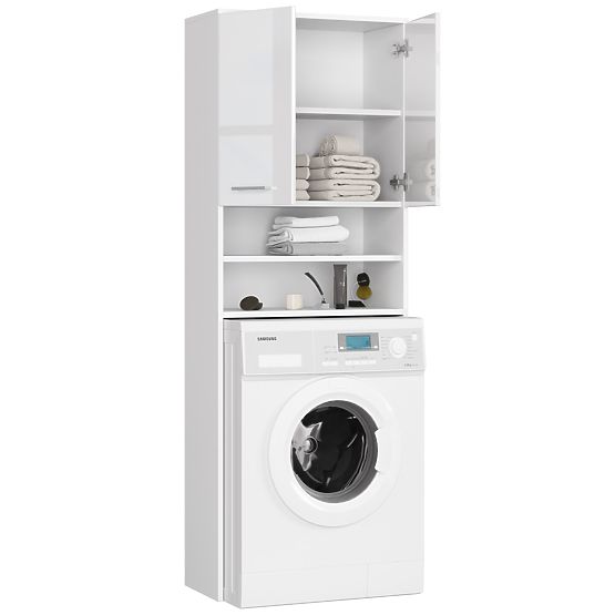 BATHROOM CABINET FIN ABOVE WASHING MACHINE WHITE GLOSS