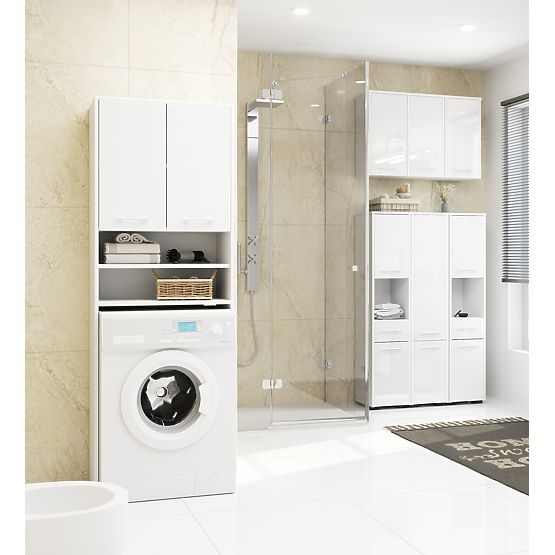 BATHROOM CABINET FIN ABOVE WASHING MACHINE WHITE GLOSS