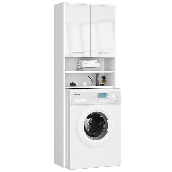 BATHROOM CABINET FIN ABOVE WASHING MACHINE WHITE GLOSS