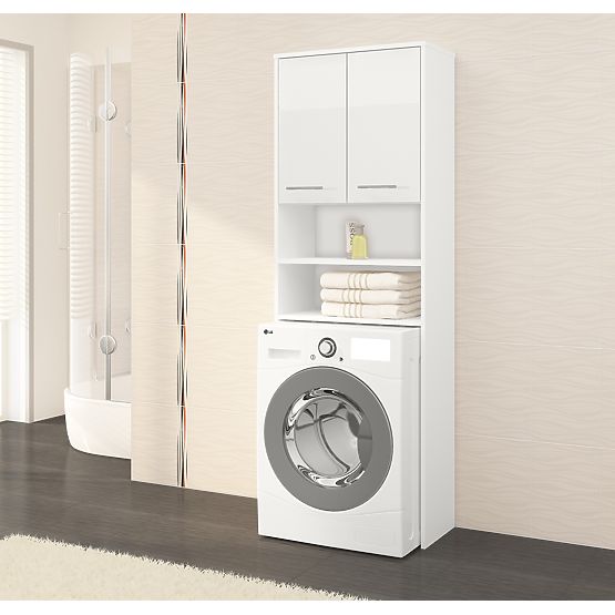 BATHROOM CABINET FIN ABOVE WASHING MACHINE WHITE GLOSS