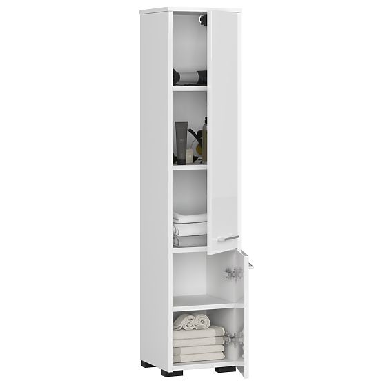 BATHROOM CABINET FIN COLUMN 30 2D 140cm WHITE GLOSS