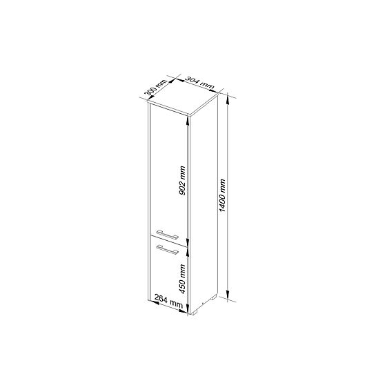 BATHROOM CABINET FIN COLUMN 30 2D 140cm WHITE GLOSS