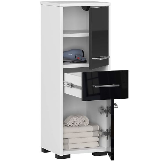 BATHROOM CABINET FIN COLUMN 30 2D 1SZ 85cm BLACK GLOSS