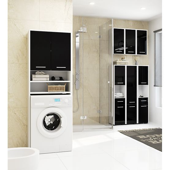 BATHROOM CABINET FIN COLUMN 30 2D 1SZ 85cm BLACK GLOSS