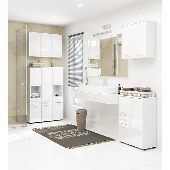BATHROOM CABINET FIN COLUMN 30 2D 1SZ 85cm WHITE GLOSS