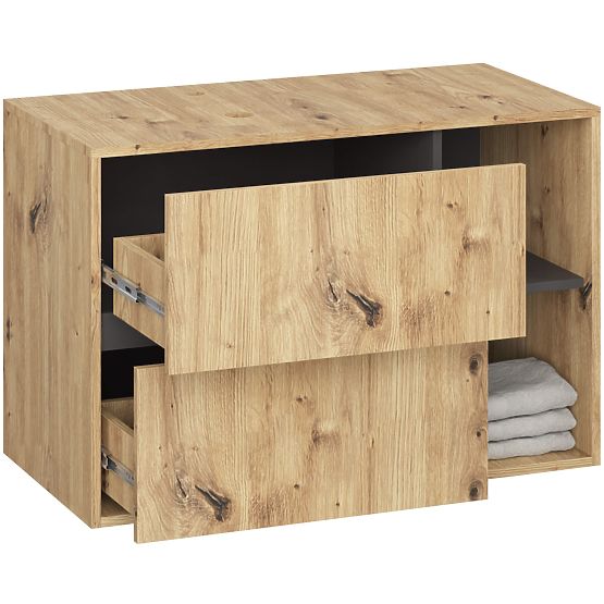 BATHROOM CABINET UNDER SINK WITH HOLES VAMI W90 UM 2SZ 2P ARTISAN OAK / GRAPHITE GRAY