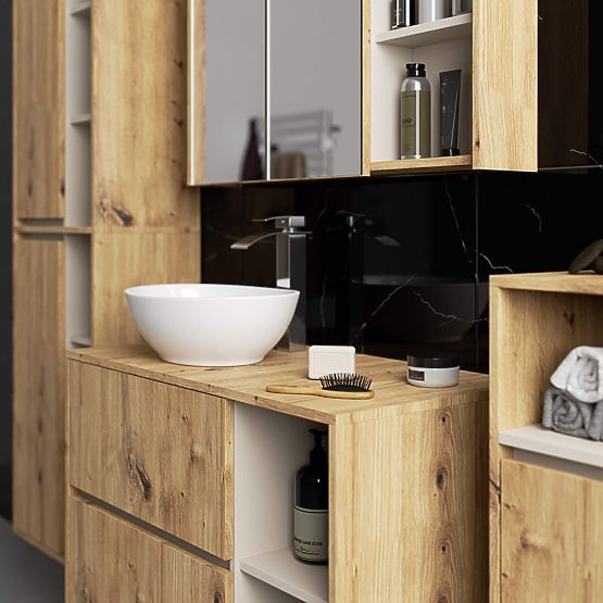 BATHROOM CABINET UNDER SINK WITH HOLES VAMI W90 UM 2SZ 2P OAK ARTISAN / CASHMERE