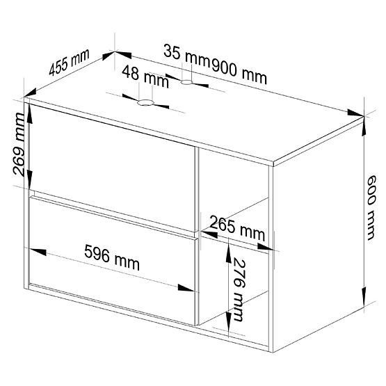 BATHROOM CABINET UNDER SINK WITH HOLES VAMI W90 UM 2SZ 2P OAK ARTISAN / CASHMERE
