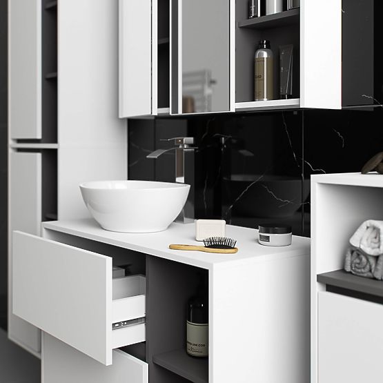 BATHROOM CABINET UNDER SINK WITH HOLES VAMI W90 UM 2SZ 2P WHITE / GRAPHITE GRAY