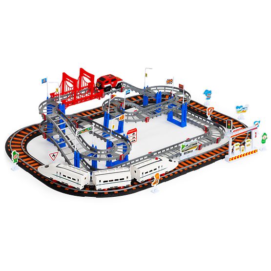 Battery-Powered Train and Car with Two Tracks City 108 Elements