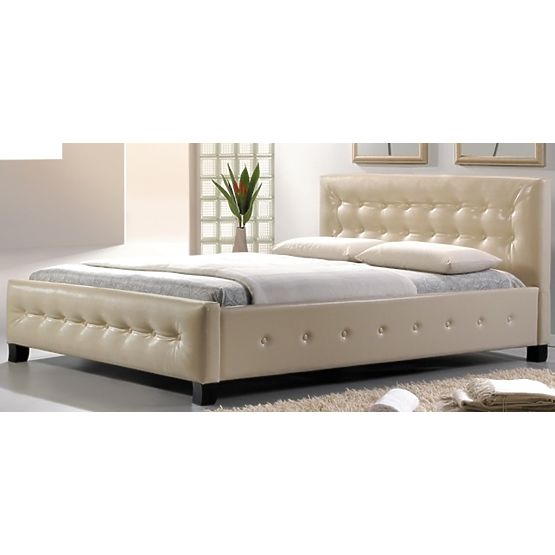Bed BARCELONA 160x200cm cream / wenge