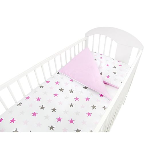 Bed linen set 120x90 cm Stars - pink