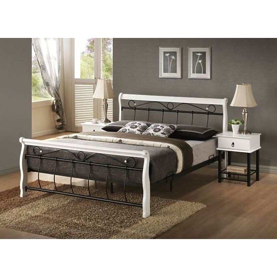 Bed VENECJA 160x200cm black / white