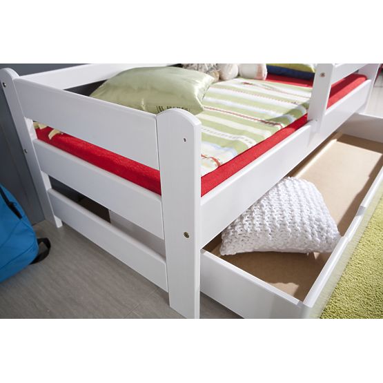 Woody Bed with Guardrail - White