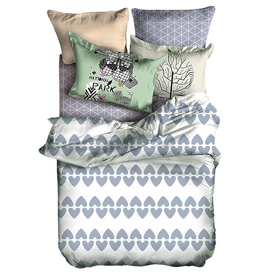 Bedding BASIC color gray printed geometric pattern 155x220_80x80*1 DecoKing