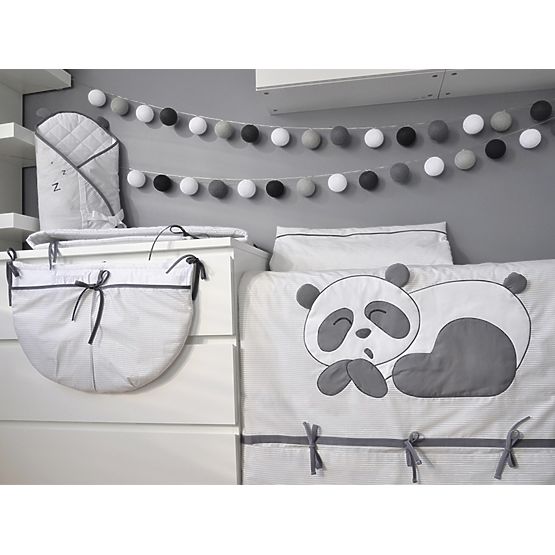 Bedding set 3-piece for children Panda - grey