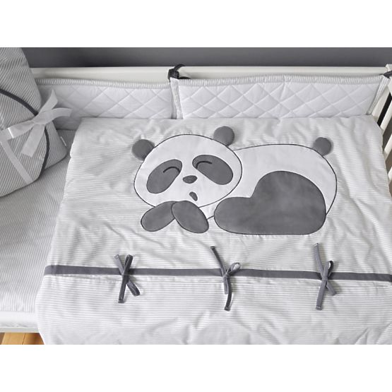 Bedding set 3-piece for children Panda - grey