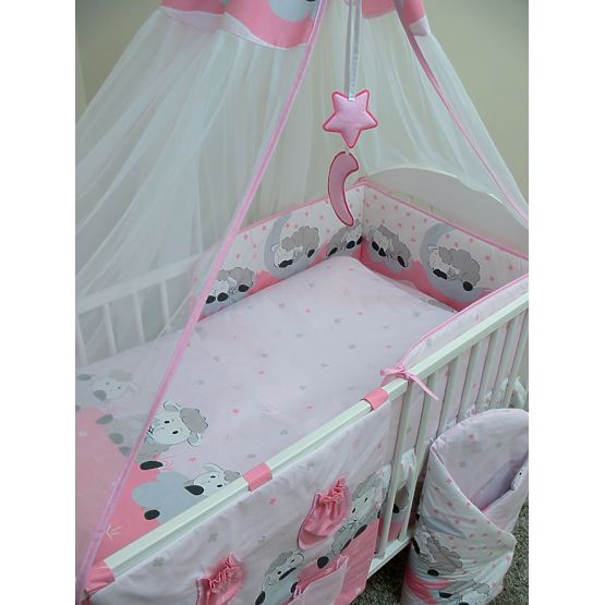 Bedding set for cribs 120x90cm Lamb - pink