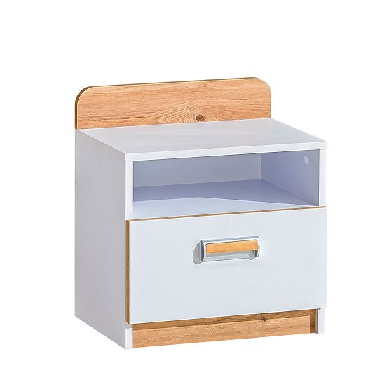 Bedside table L12 - white / oak nash