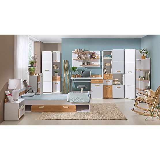 Bedside table L12 - white / oak nash