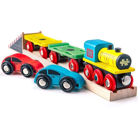 Bigjigs Rail Freight train with cars and tracks